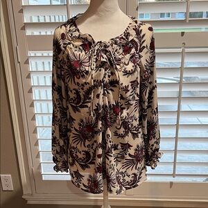 The Pioneer Woman Floral Blouse - Cream and Burgundy